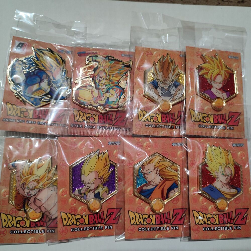 Dragon Ball Z Super Saiyans Enamel Pins Lot Of 8 Goku Vegeta Gotenks Vegito